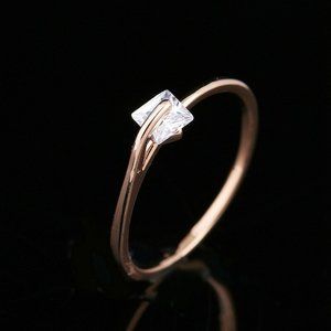 NEW Cut Diamond Floating Square Rose Gold Ring